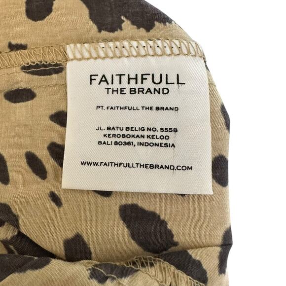 FAITHFULL THE BRAND Tan Leopard Animal Print Midi Dress Women's Size Small - Picture 7 of 10